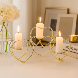 Candelabro Corazón Dorado 4HOME ZQ19233 | Detalle romántico para decorar